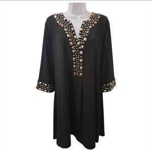 INC International Concepts Black Dress with Gold Accents
